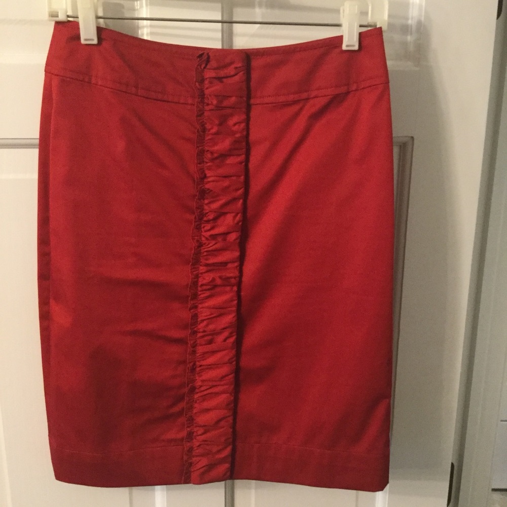 Talbots red front ruffle skirt size 2 petite